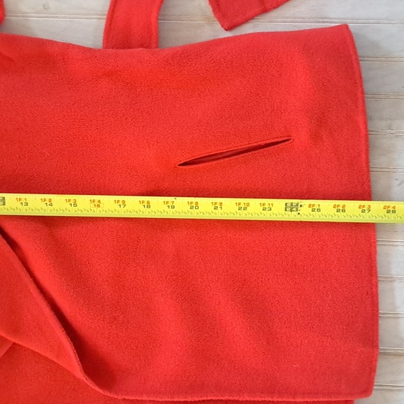 Jones New York Wool Blend Classic Warm Red Wrap Belted Jacket Fleece Oversized - Picture 10 of 11